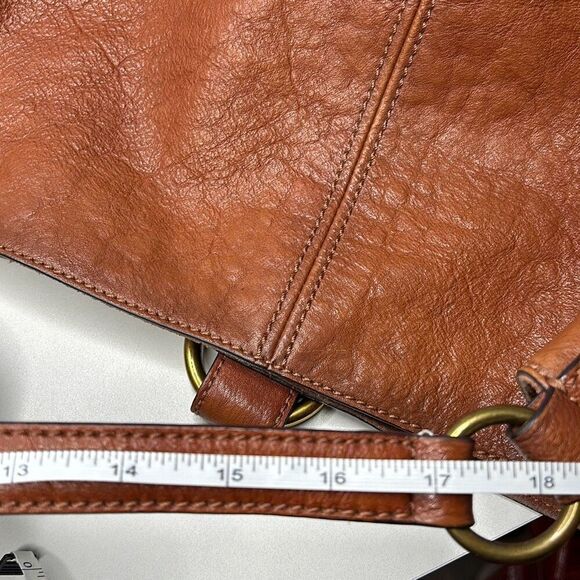 Frye Leather Ring Tote Shoulder Hobo Purse Cognac Brown Like New! - Picture 11 of 14